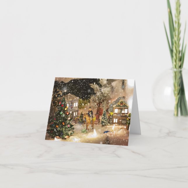 Minature Snowy Village jul-Helgdag-kort Helgkort (Framsida)