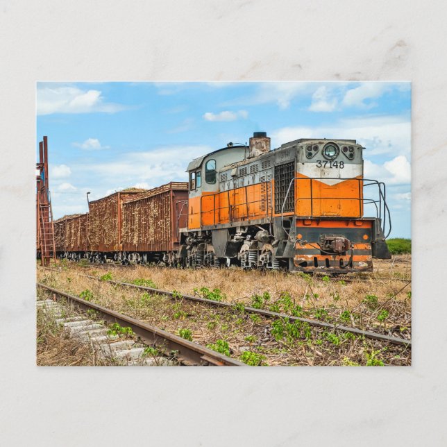 MINAZ diesel i Kuba med sockerrörslast. Vykort (Framsida)