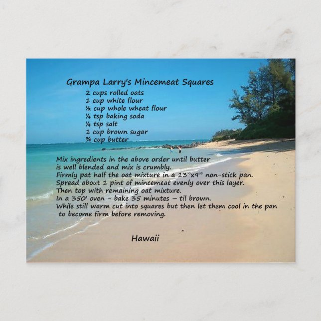 Mincemeat Squares Recept Card Vykort (Framsida)