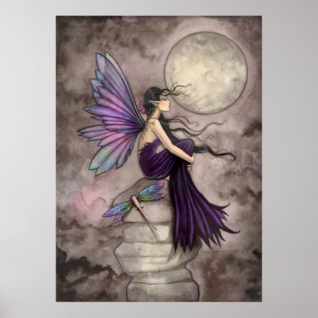 Mind Adrift Fantasy Fairy and Dragonfly Art Poster (Framsidan)