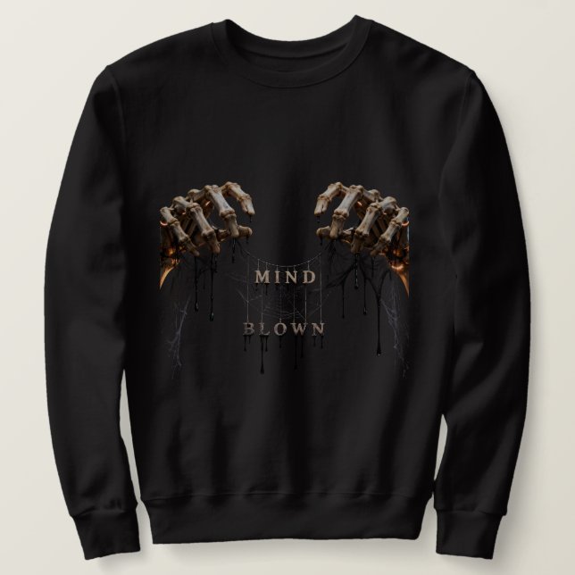 Mind Blown Skelett Gotisk Hoodie Lång Ärmad Tröja (Design framsida)