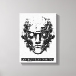 Mind Control Cyberpunk Robot Black Print Canvas