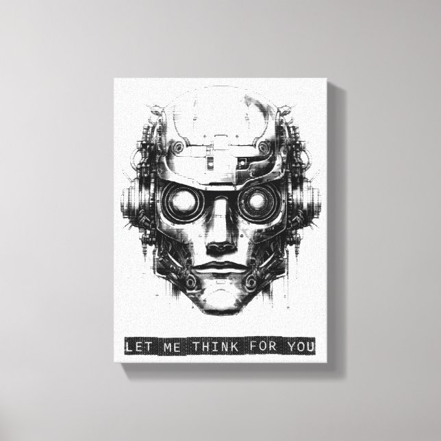 Mind Control Cyberpunk Robot Black Print Canvas (Framsida)
