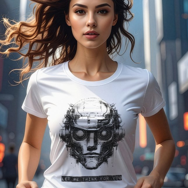 Mind Control Cyberpunk Robot Black Print T Shirt (Skapare uppladdad)