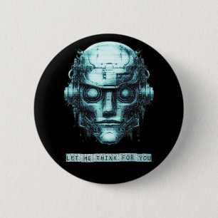 Mind Control Cyberpunk Robot Blue Grunge Knapp