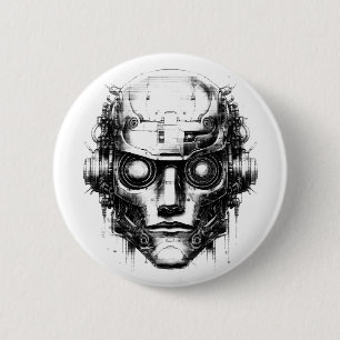 Mind Control Cyberpunk Robot Only Black Print Knapp