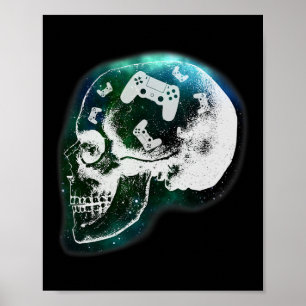 Mind Controller Skalle Gaming Spelare Mäns Pojkar Poster