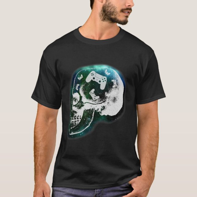 Mind Controller Skalle Gaming Spelare Mäns Pojkar  T Shirt (Framsida)