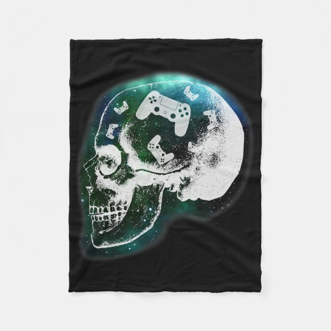 Mind Controller Skull Gaming Gamer Mens Boys Teens Fleecefilt (Framsidan)