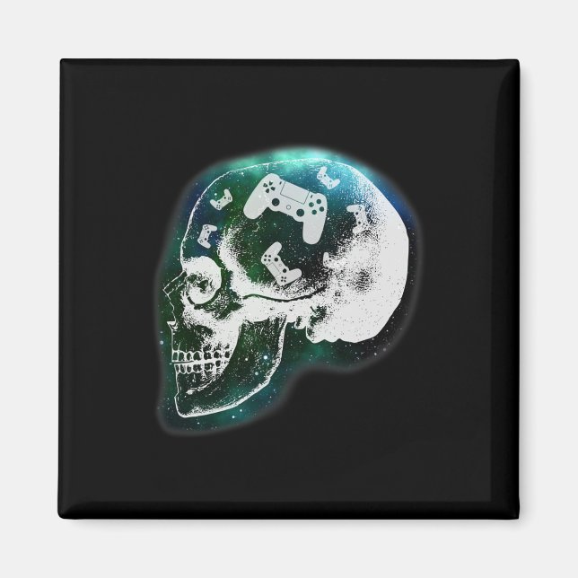 Mind Controller Skull Gaming Gamer Mens Boys Teens Magnet (Framsidan)