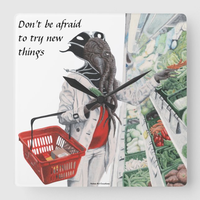 Mind Flayer Livsmedel shopping Fantasy Art Clock Fyrkantig Klocka (Framsida)