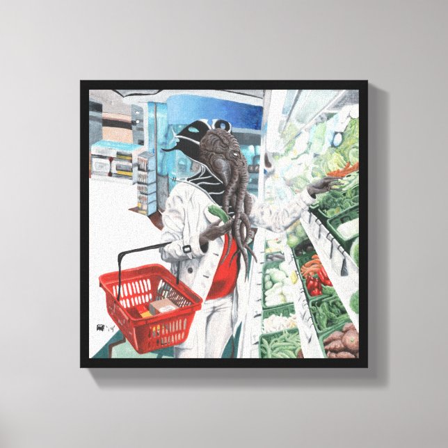 Mind Flayer Livsmedel Shopping Fantasy Kanvastryck (Framsida)