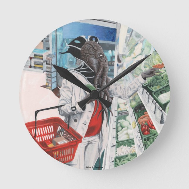 Mind Flayer Livsmedel som köper Fantasy Wall Clock Rund Klocka (Framsida)