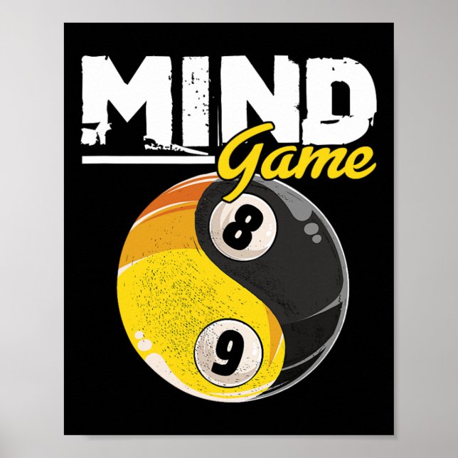 Mind Game Billiards Snooker Cue Stick Bassäng Bill Poster (Framsidan)