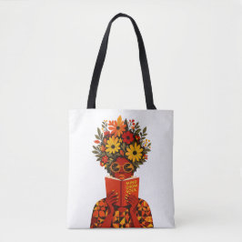 Mind Grow Soul Blommig Läsning Afro Kvinna SVG PNG Tygkasse
