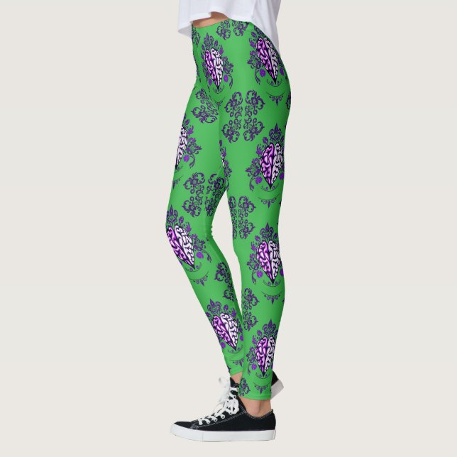 Mind Harmony - Ornamental Brain Heart Fusion Leggings (Vänster)