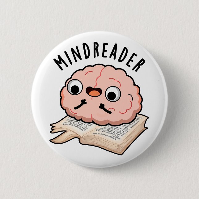 Mind Reader Funny Brain Pun Knapp (Framsida)