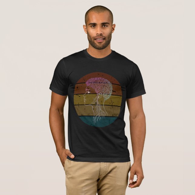 Mind Roots – Abstrakt Grafisk Design om Människans T Shirt (Hel framsida)