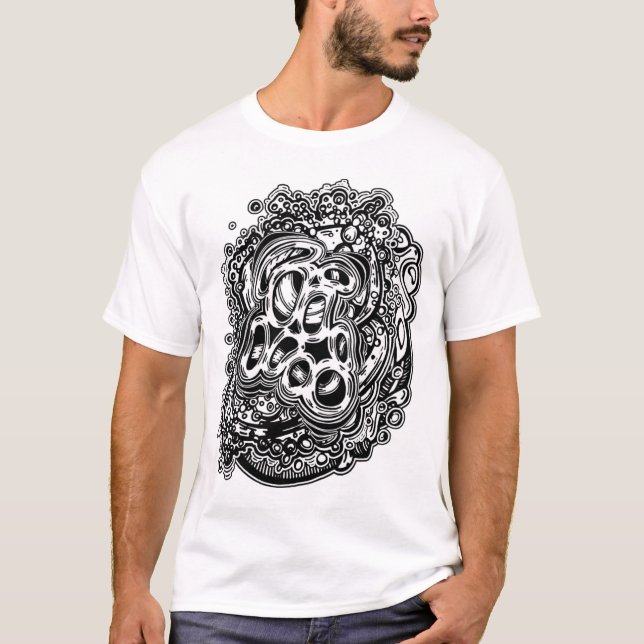 Mind Smälter Abstrakten Trippy Black and White T Shirt (Framsida)