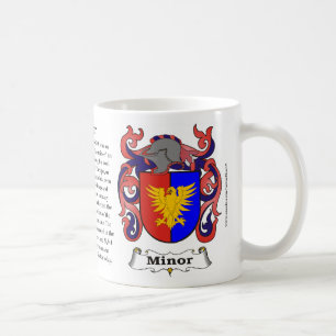 Minderårig, ursprung, det menande och vapensköld kaffemugg