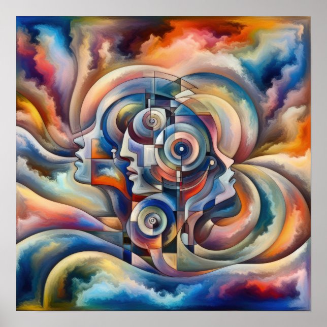 Minderharmoni - Abstrakt Kvinna - Surreal Art Poster (Framsidan)