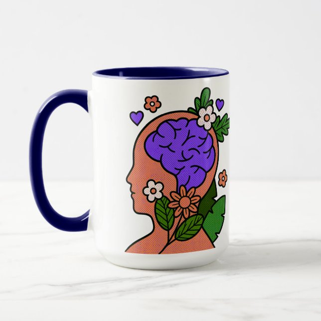 Mindful Brain Blommig Illustrations Mugg (Vänster)