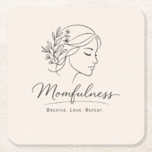 Mindful Mom Blommig Linje Konst