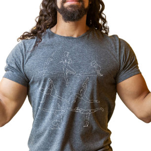 Mindful Movement Vintage Linje Konst Yoga Position T Shirt