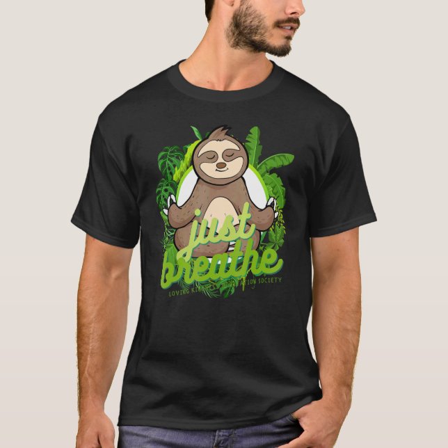 Mindful Zen Sloth  Loving Kindness Meditation Yoga T Shirt (Framsida)