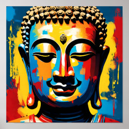 Mindfulhet avslöjad: Vivid Buddha Street Art Poster