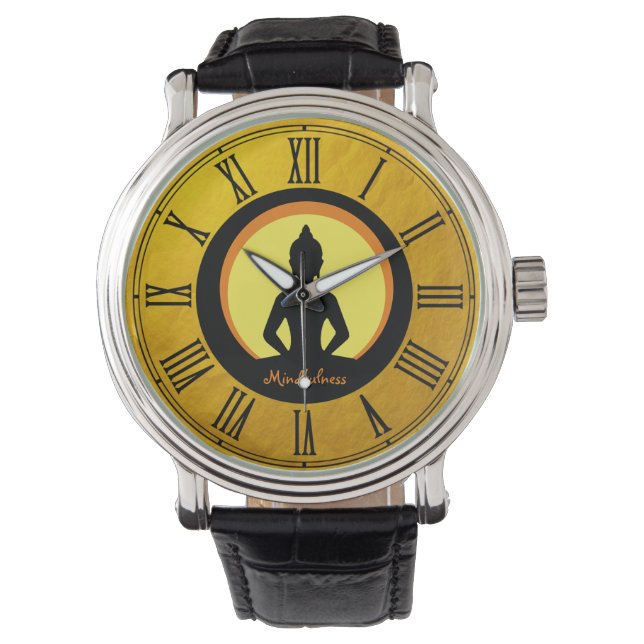 Mindfulhet & Buddha Golden Meditation / buddhism Armbandsur (Framsida)