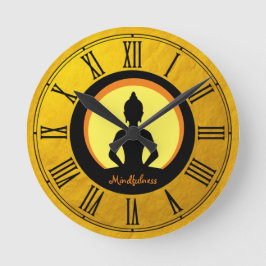 Mindfulhet & Buddha Golden Meditation / buddhism Rund Klocka