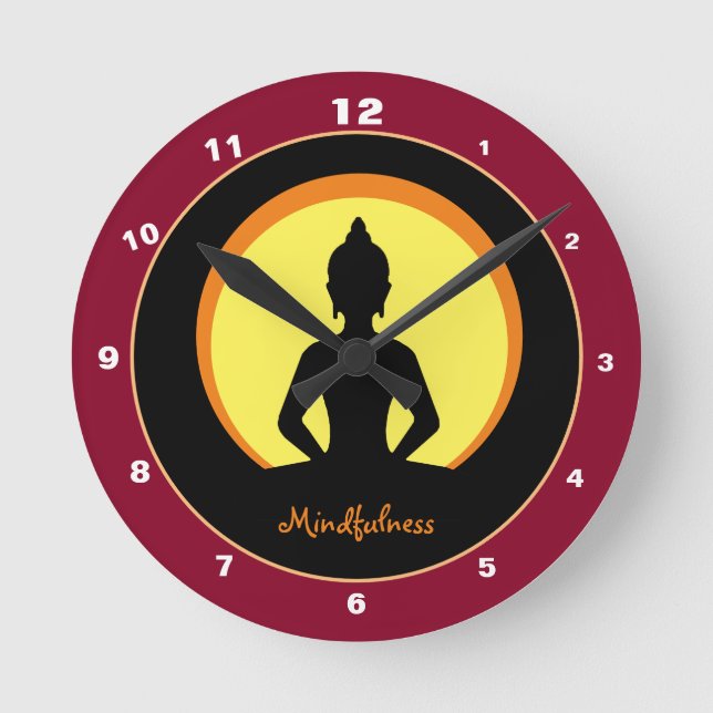 Mindfulhet & Meditation Design Clock Buddha /munk Rund Klocka (Framsida)