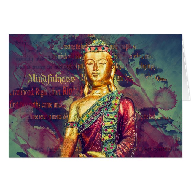 Mindfulness Buddha Hälsningskort (Framsidan Horizontal)