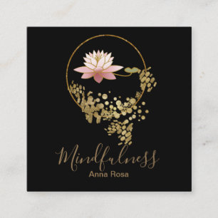 Mindfulness för lotusblomma för glitter för fyrkantigt visitkort