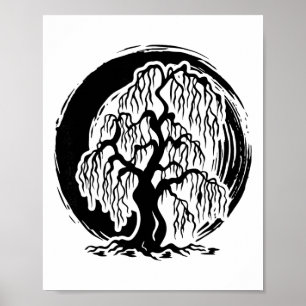 Mindfulness Gråtande Pilträd Meditation Buddhism Poster