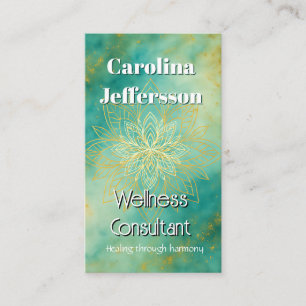 Mindfulness Hälsa Consultant Zen Lotus Teal Visitkort