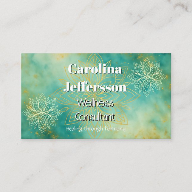 Mindfulness Hälsa Consultant Zen Lotus Teal Visitkort (Framsida)