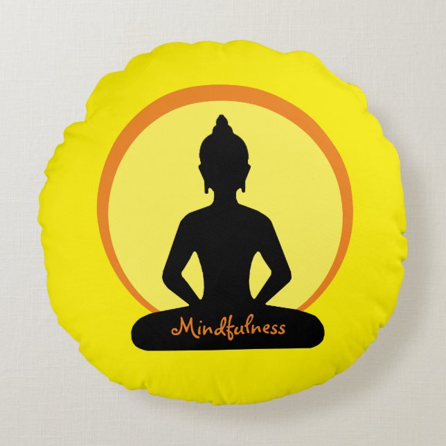 Mindfulness & Meditation (Buddha Studio-dekanter) Rund Kudde (Framsidan)