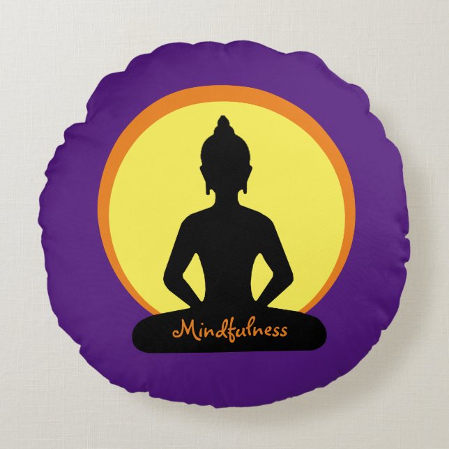 Mindfulness & Meditation (Buddha Studio-dekanter) Rund Kudde (Framsidan)