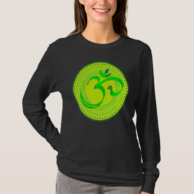 Mindfulness Om Ohm Mandala Buddhism Yoga Meditatio T Shirt (Framsida)