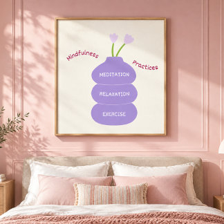 Mindfulness Practices Vas Blommor Canvastryck