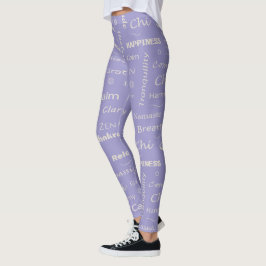 Mindfulness Välbefinnande Ord Typografiskt Mönster Leggings