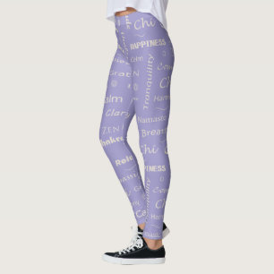 Mindfulness Välbefinnande Ord Typografiskt Mönster Leggings