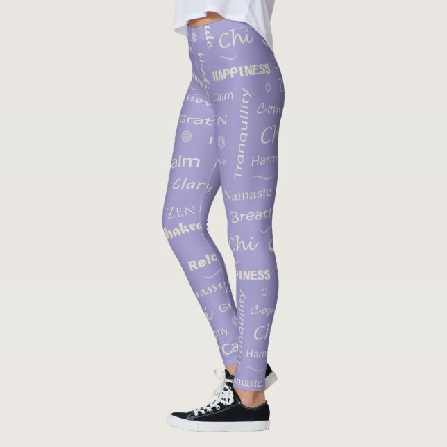 Mindfulness Välbefinnande Ord Typografiskt Mönster Leggings (Vänster)