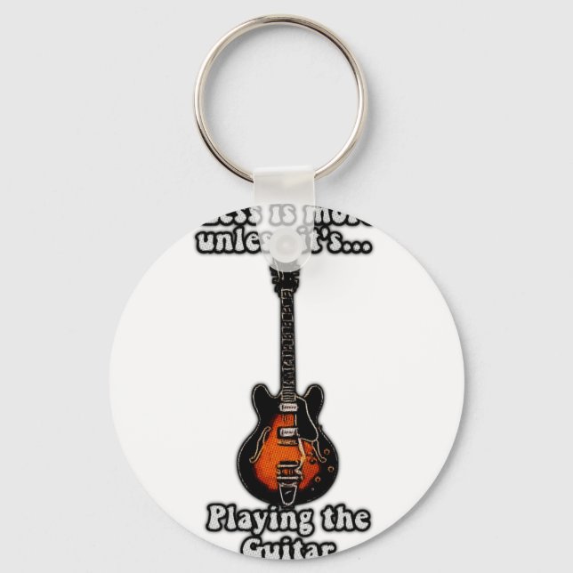 Mindre är mer om det inte spelar gitarrer nyckelring (Framsida)