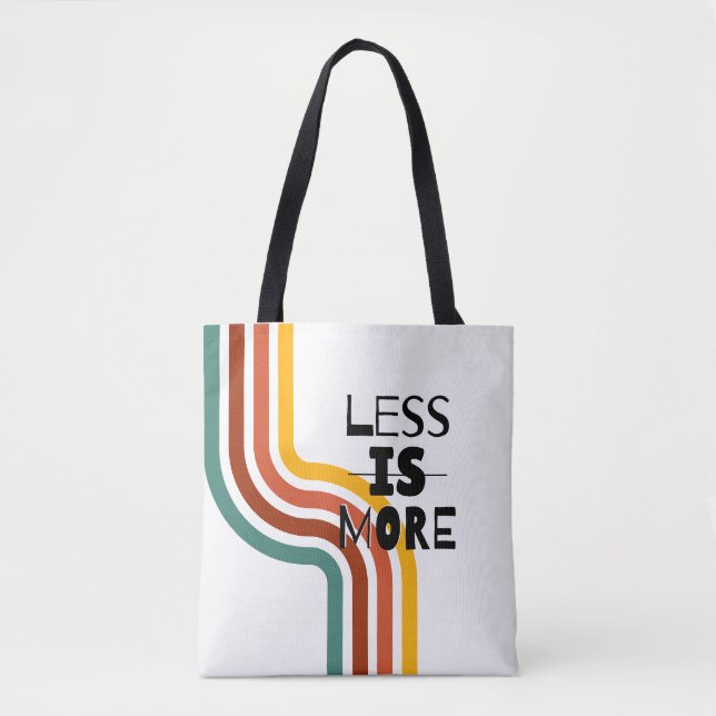 'Mindre Är Mer' Retro-Randig Minimalistisk  Tygkasse (Framsida)