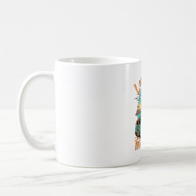 Mindre arbete mer strand för sommarsemester kaffemugg (Vänster)