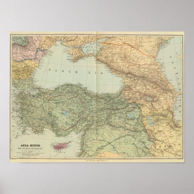 Mindre Asien, Kaukasus, Svarta havet Poster (Framsidan)