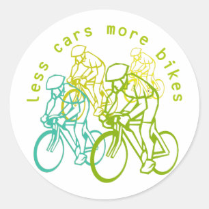 Mindre bilar som mer cyklar runt klistermärke